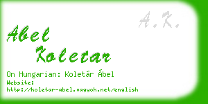 abel koletar business card
