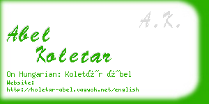 abel koletar business card